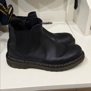Dr. Martens Kids Black Chelsea Boots with Yellow Stitching